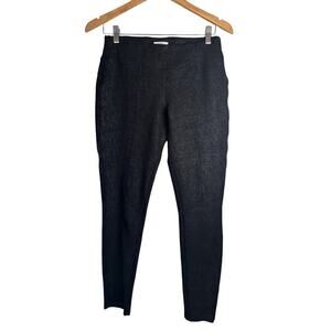 Market and Spruce Women's Metallic Sheen Ponte Knit Pull On Leggings Sz M Black